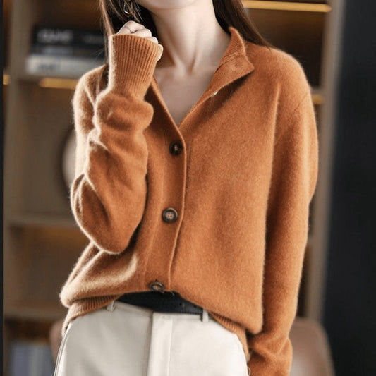 Harper | Refined Mock Neck Button Cardigan