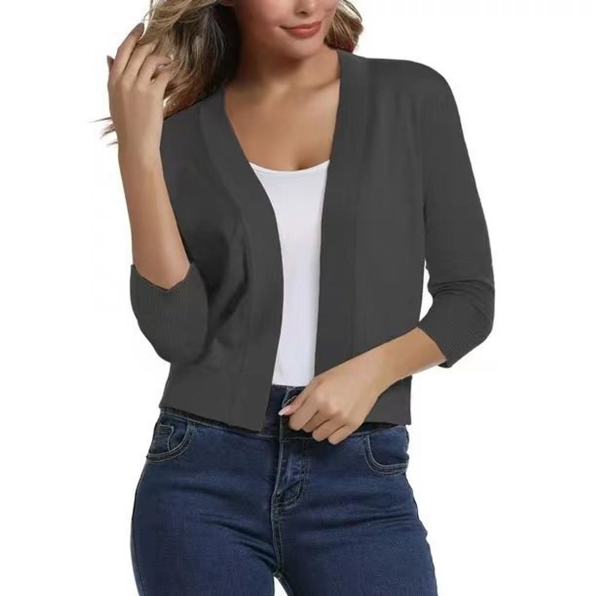 Audrey | Cropped Open Front Cardigan
