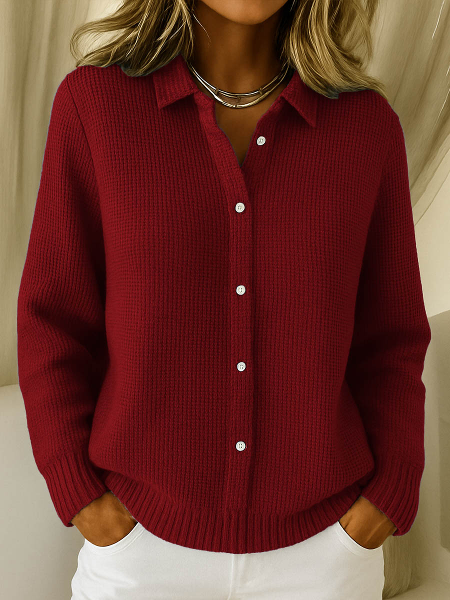 Colette | Textured Collared Knit Cardigan