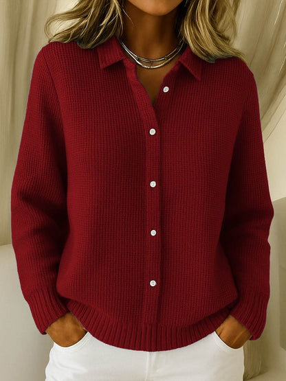 Colette | Textured Collared Knit Cardigan