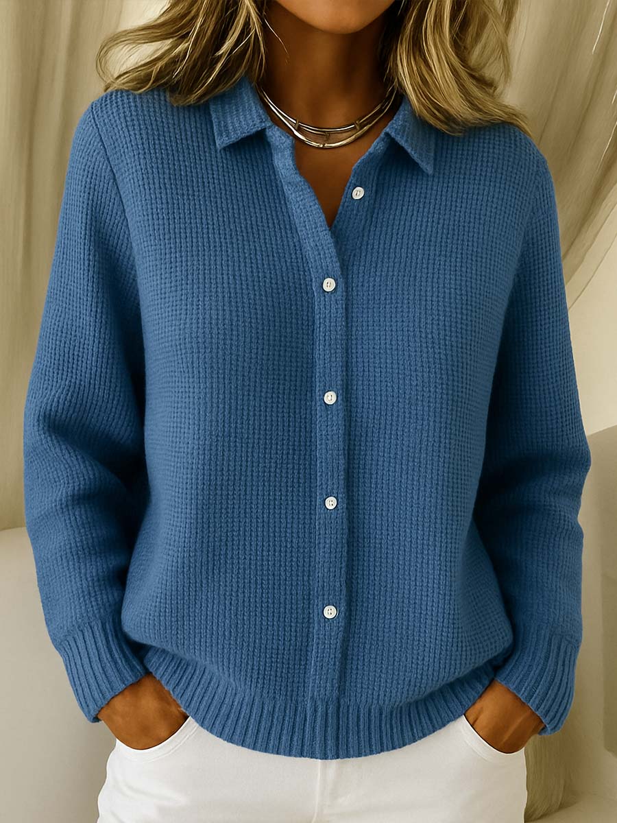 Colette | Textured Collared Knit Cardigan