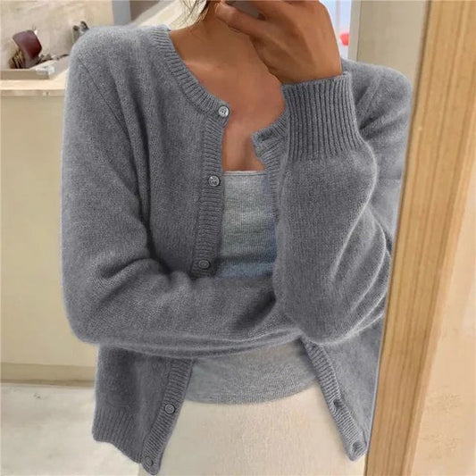 Eloise | Cropped Crew Neck Button Cardigan