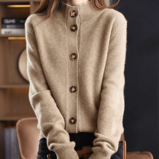 Harper | Refined Mock Neck Button Cardigan