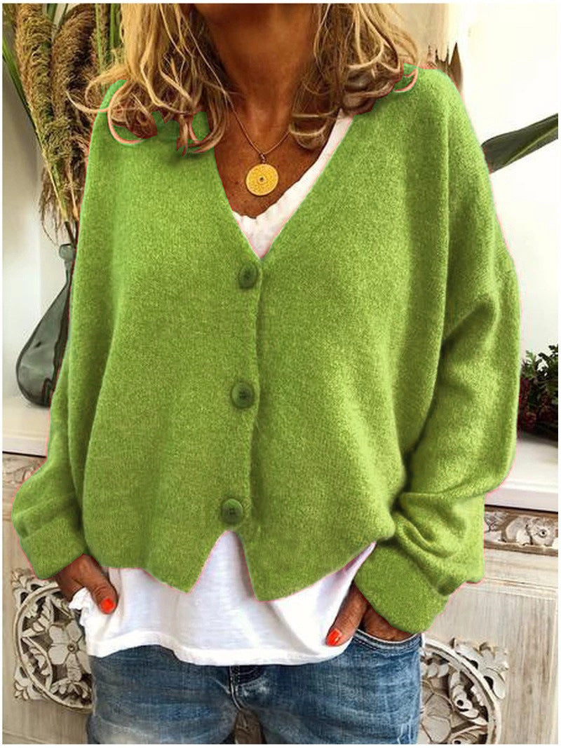 Sage | Relaxed V-Neck Knit Cardigan