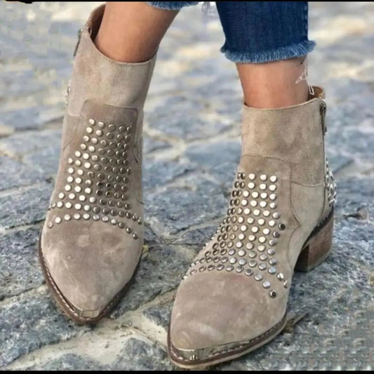 Scarlett | Studded Pointed Toe Ankle Boots