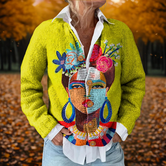 Sienna | Artistic Portrait Knit Cardigan