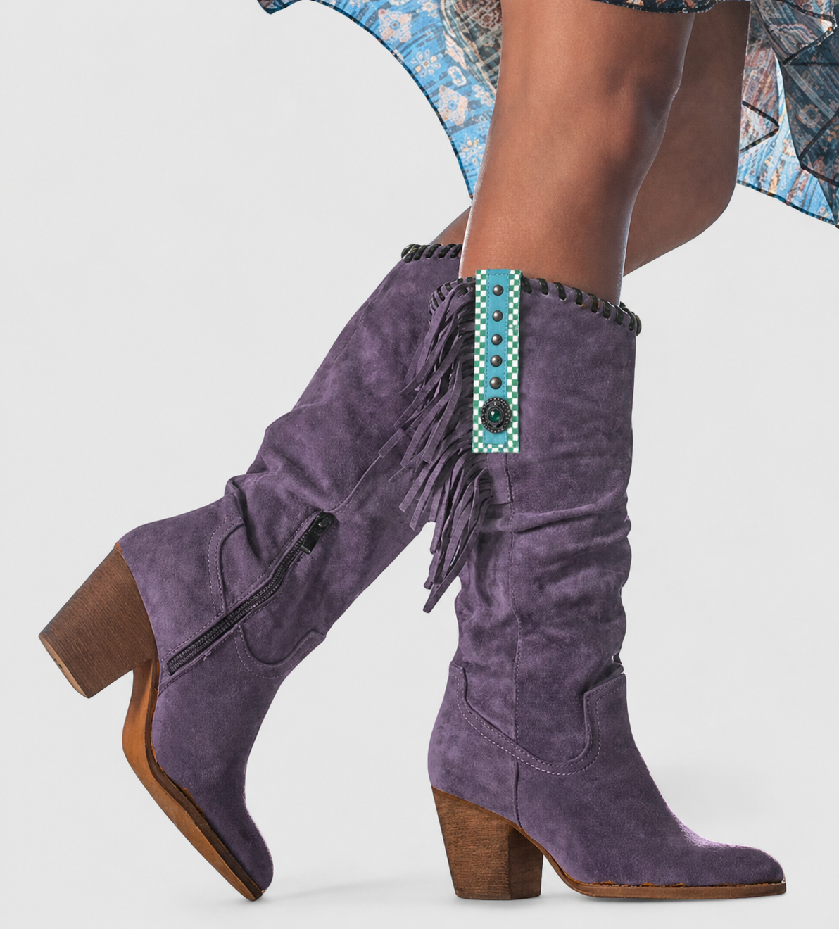 Sienna | Embroidered Fringe Knee High Boots
