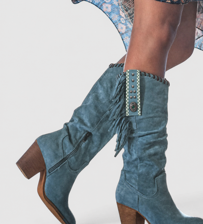 Sienna | Embroidered Fringe Knee High Boots