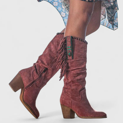 Sienna | Embroidered Fringe Knee High Boots