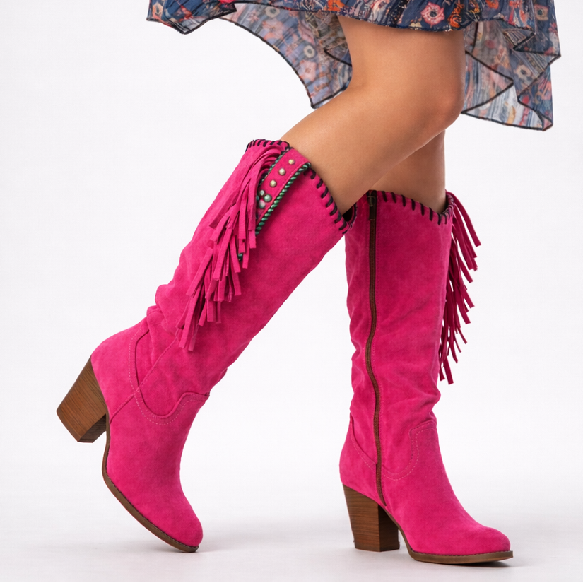 Sienna | Embroidered Fringe Knee High Boots