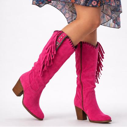 Sienna | Embroidered Fringe Knee High Boots