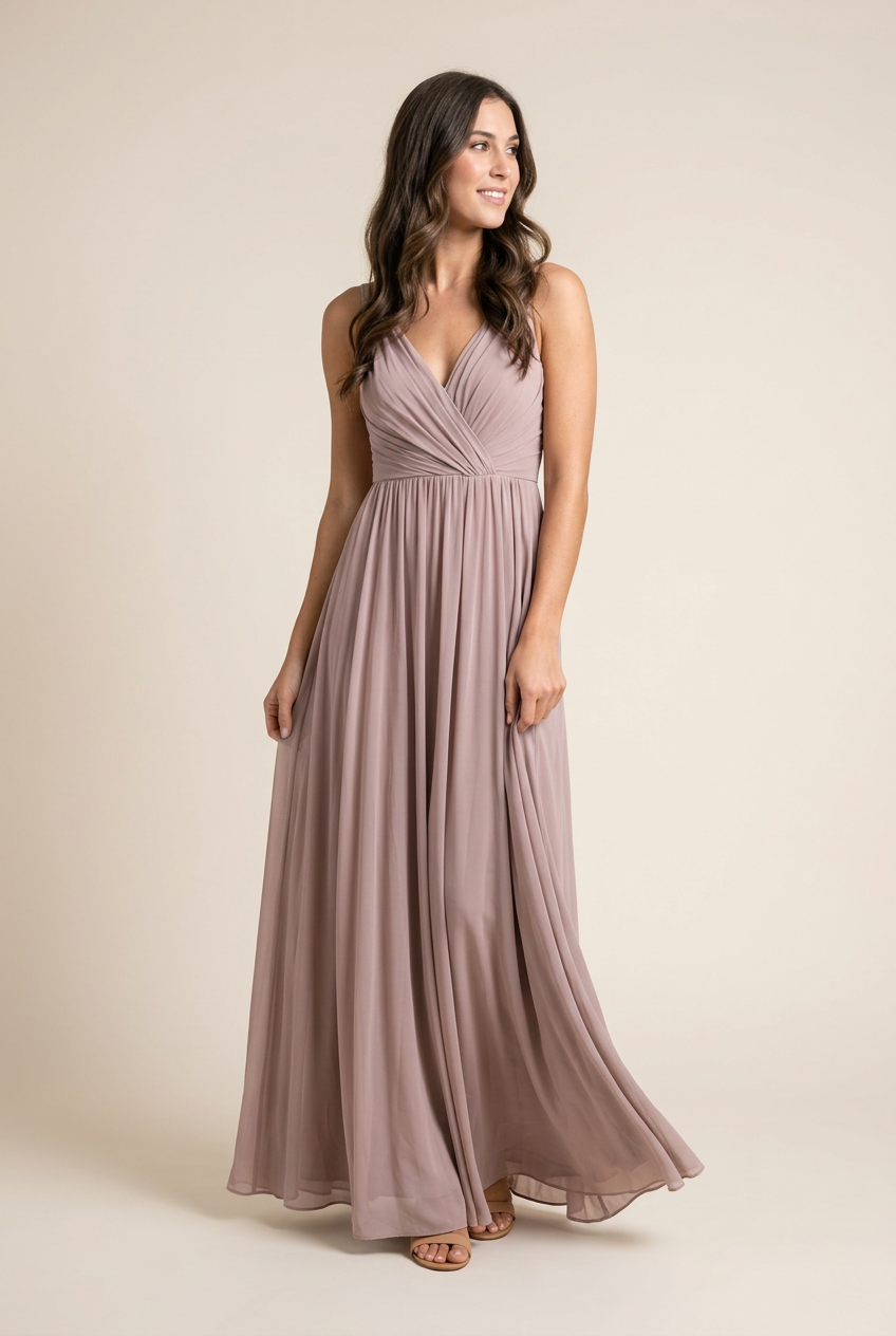 Rose | Flowing Mauve Evening Maxi Dress