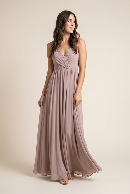 Rose | Flowing Mauve Evening Maxi Dress