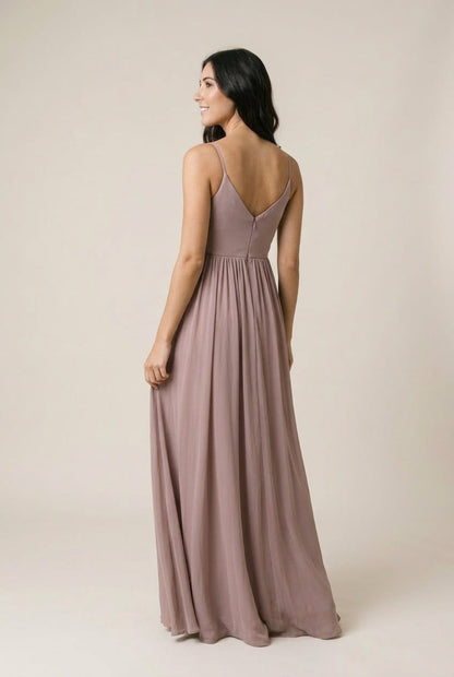 Rose | Flowing Mauve Evening Maxi Dress