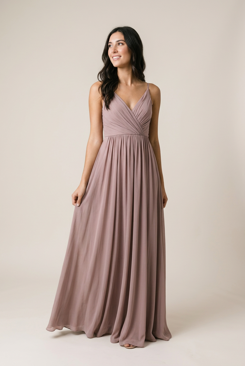 Rose | Flowing Mauve Evening Maxi Dress