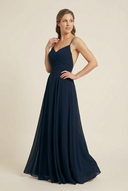 Serena | Flowing Navy Wrap Maxi Dress