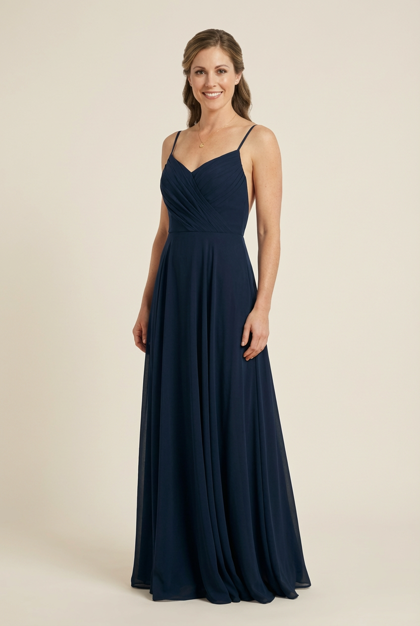 Serena | Flowing Navy Wrap Maxi Dress